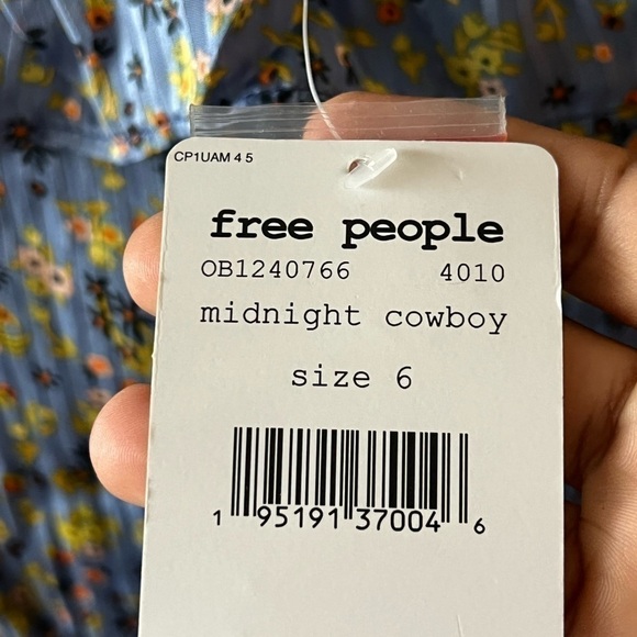 Free People Sweetest Thing Long Sleeve Minidress Midnight Cowboy SZ 6 NWT - Picture 4 of 12